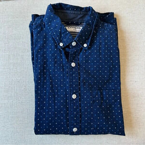 Express Men’s Blue Patterned Button Up - Medium.